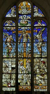 Çarmıha gerilmeyi gösteren pencere by French School